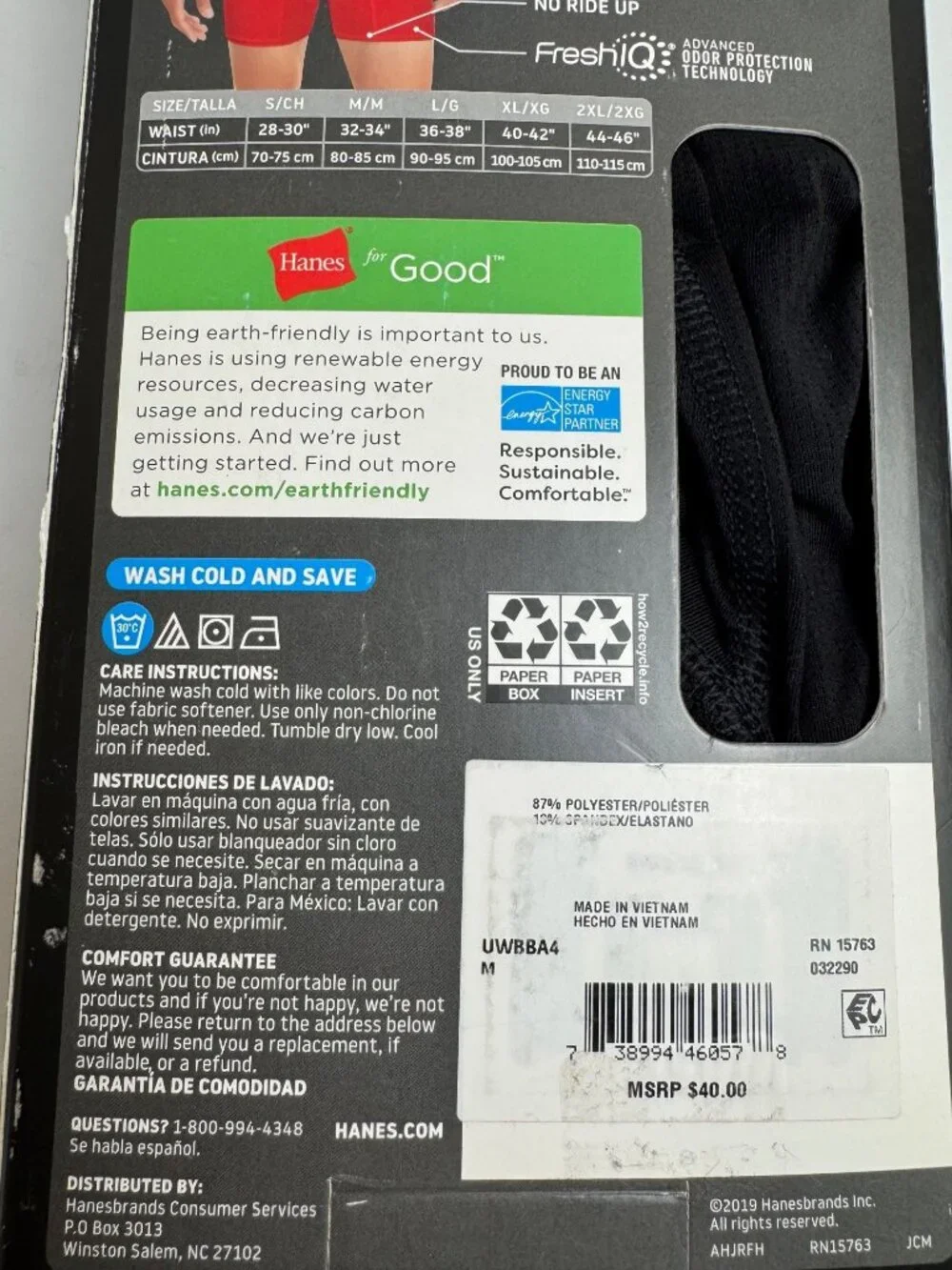 Hanes NEW Comfort FlexFit Mens Medium Tagless Boxer Briefs 4 Pack Black Blue Red